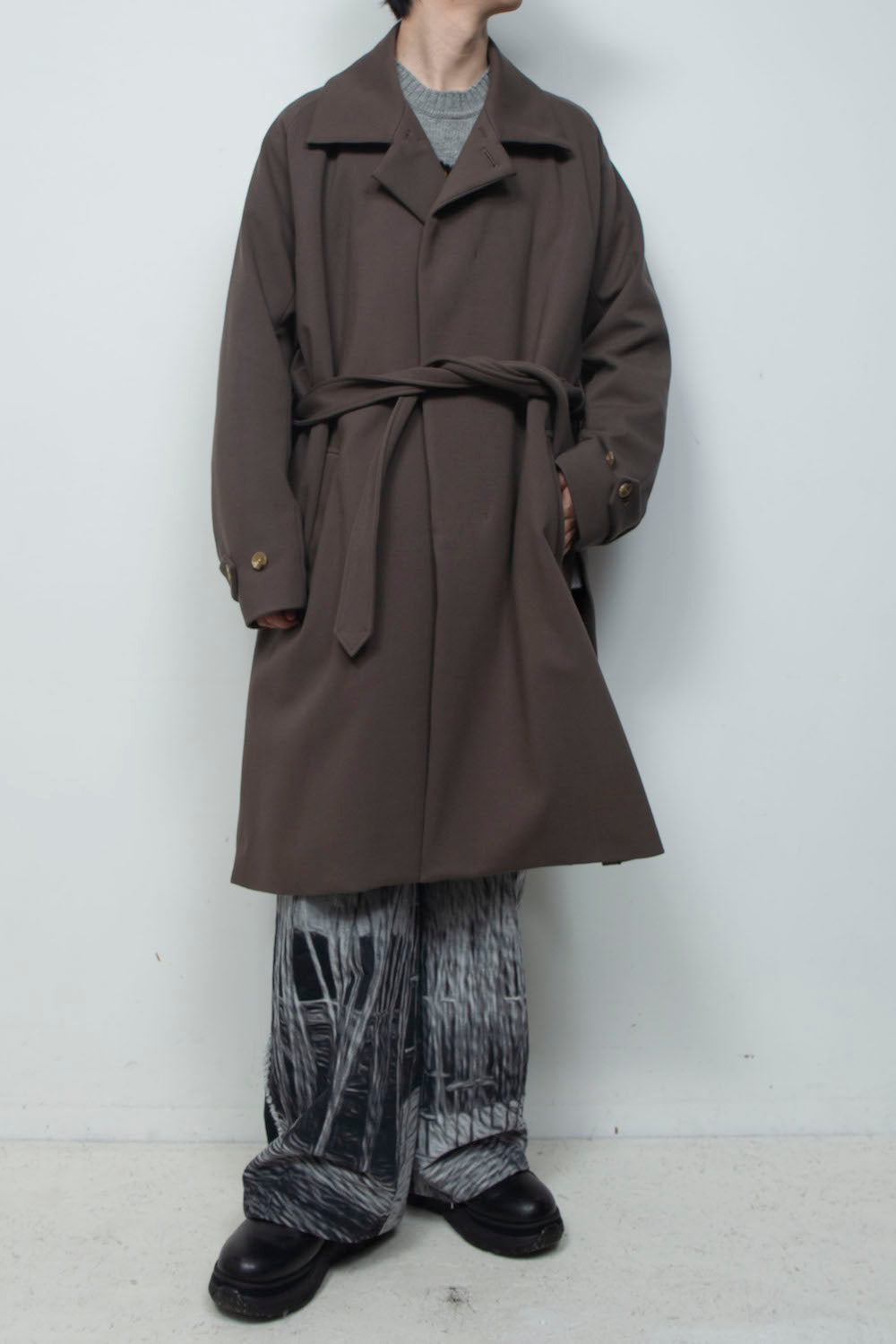 <LAST 1点> LB26AW-CO10-DFB | DOWN FABRICステンカラーコート | BROWN