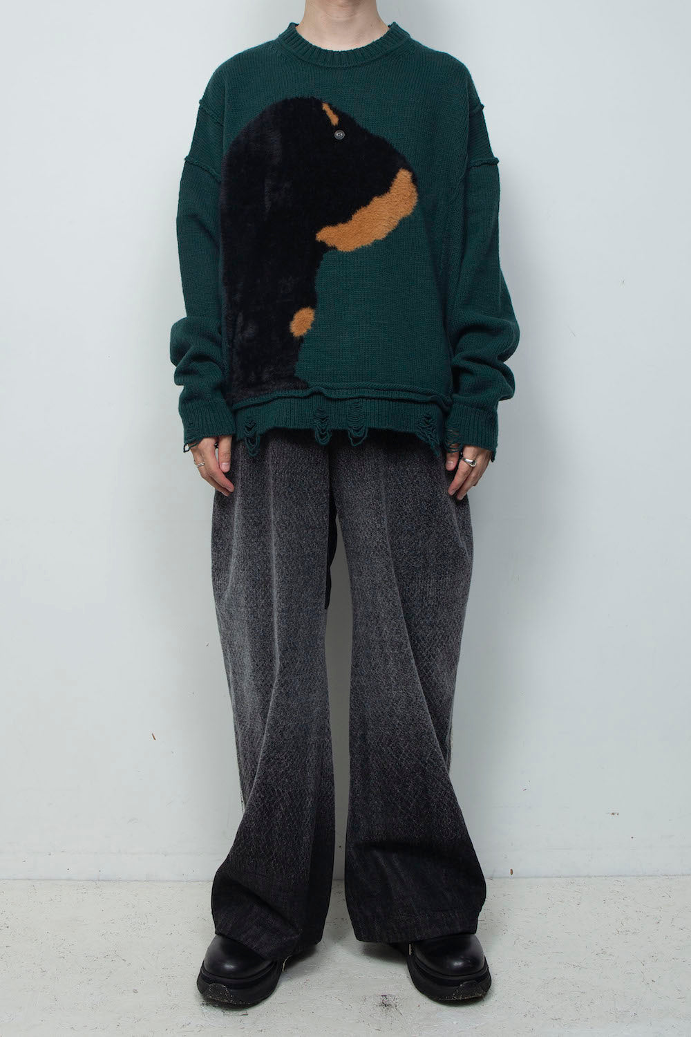 <LAST 1点> LB26AW-KN11 | ドッグモチーフインターシャセーター | JADE