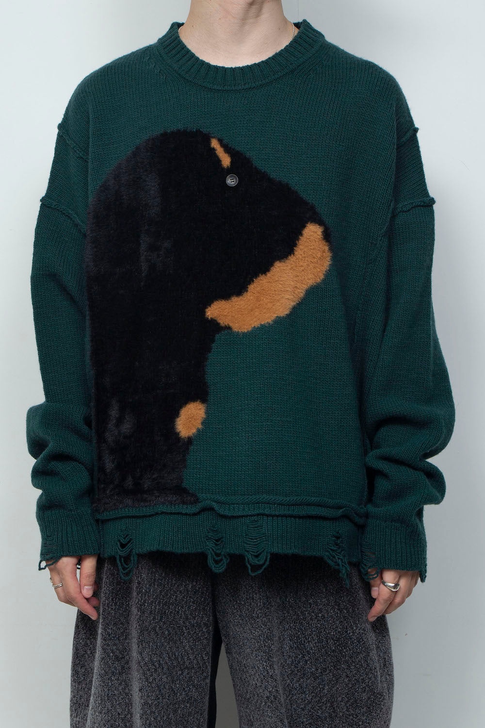 <LAST 1点> LB26AW-KN11 | ドッグモチーフインターシャセーター | JADE