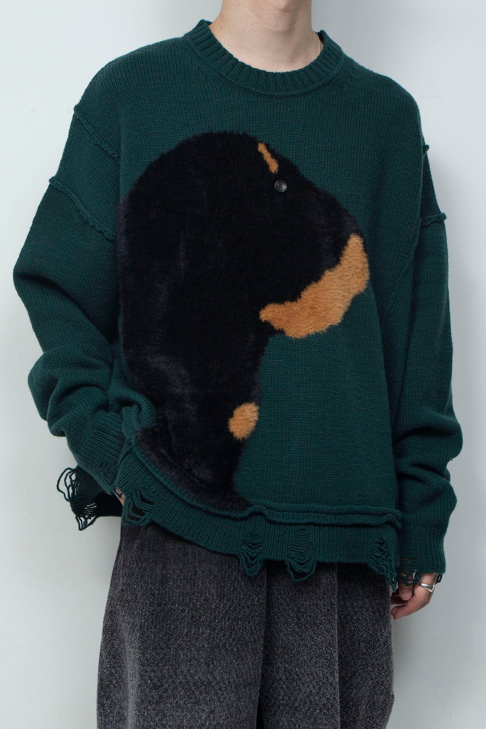 <LAST 1点> LB26AW-KN11 | ドッグモチーフインターシャセーター | JADE