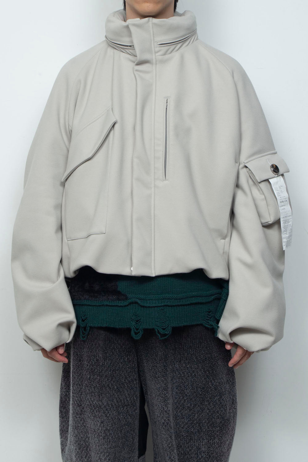 LB26AW-BL03-DFB | DOWN FABRICショートフードブルゾン | LIGHT GRAY