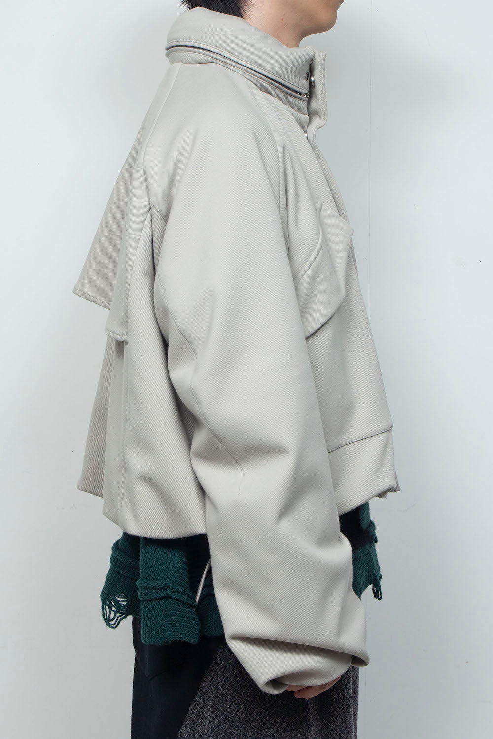 LB26AW-BL03-DFB | DOWN FABRICショートフードブルゾン | LIGHT GRAY