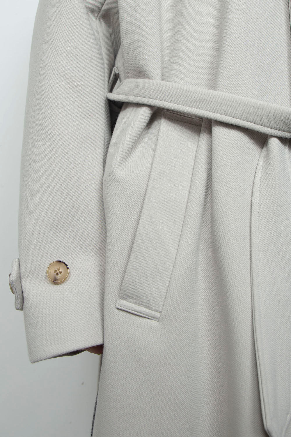 <LAST 1点> LB26AW-CO10-DFB | DOWN FABRICステンカラーコート | LIGHT GRAY