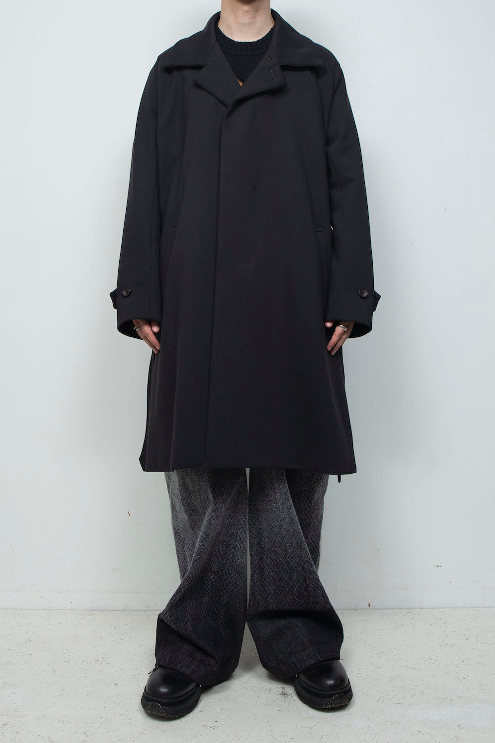 LB26AW-CO10-DFB | DOWN FABRICステンカラーコート | BLACK