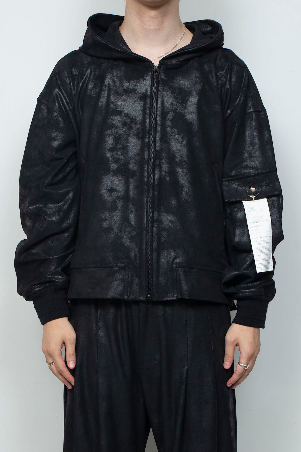 LB26AW-HD09-FFN | FAKE-FAKE-LEATHERダブルジップフーディ | BLACK