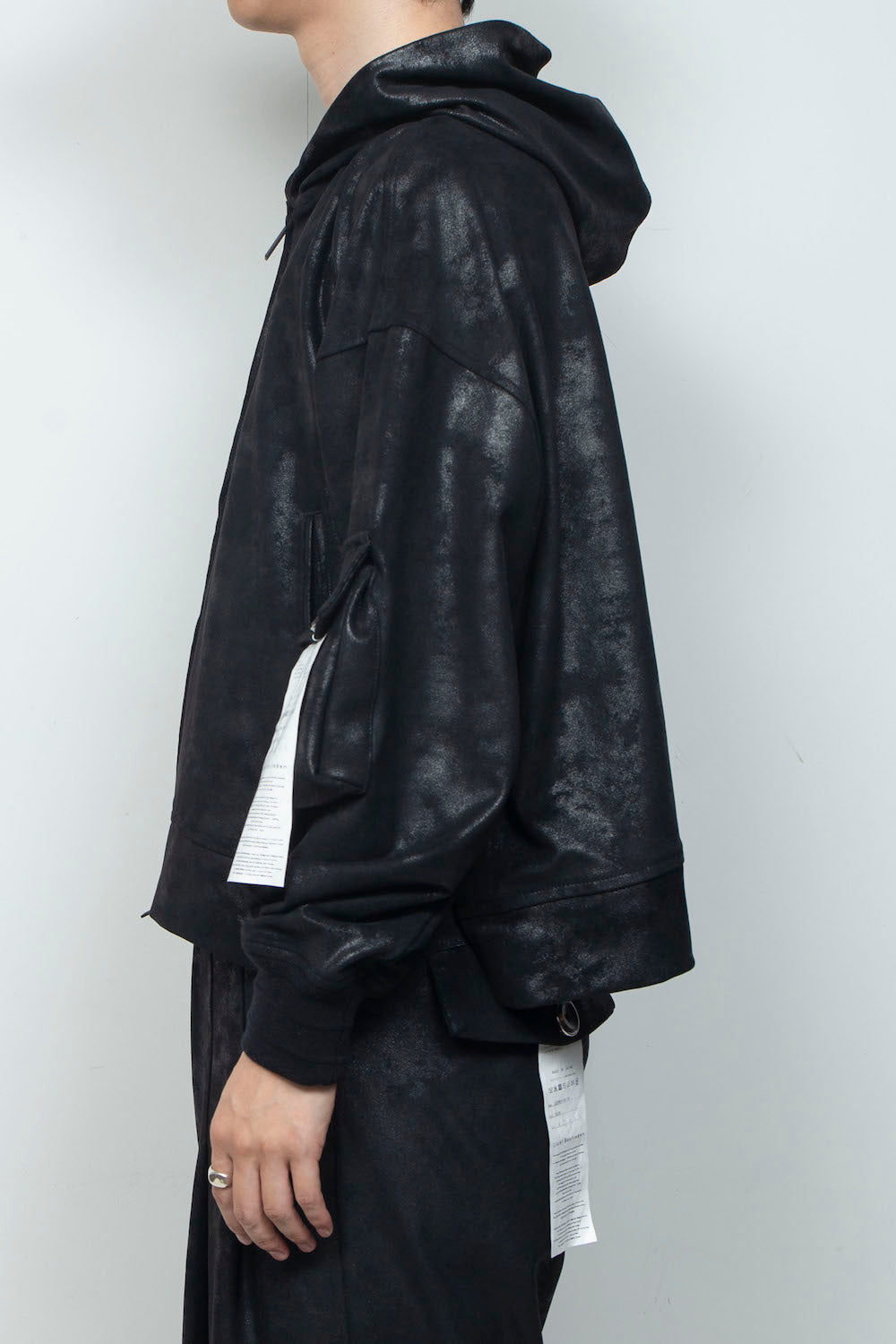 LB26AW-HD09-FFN | FAKE-FAKE-LEATHERダブルジップフーディ | BLACK