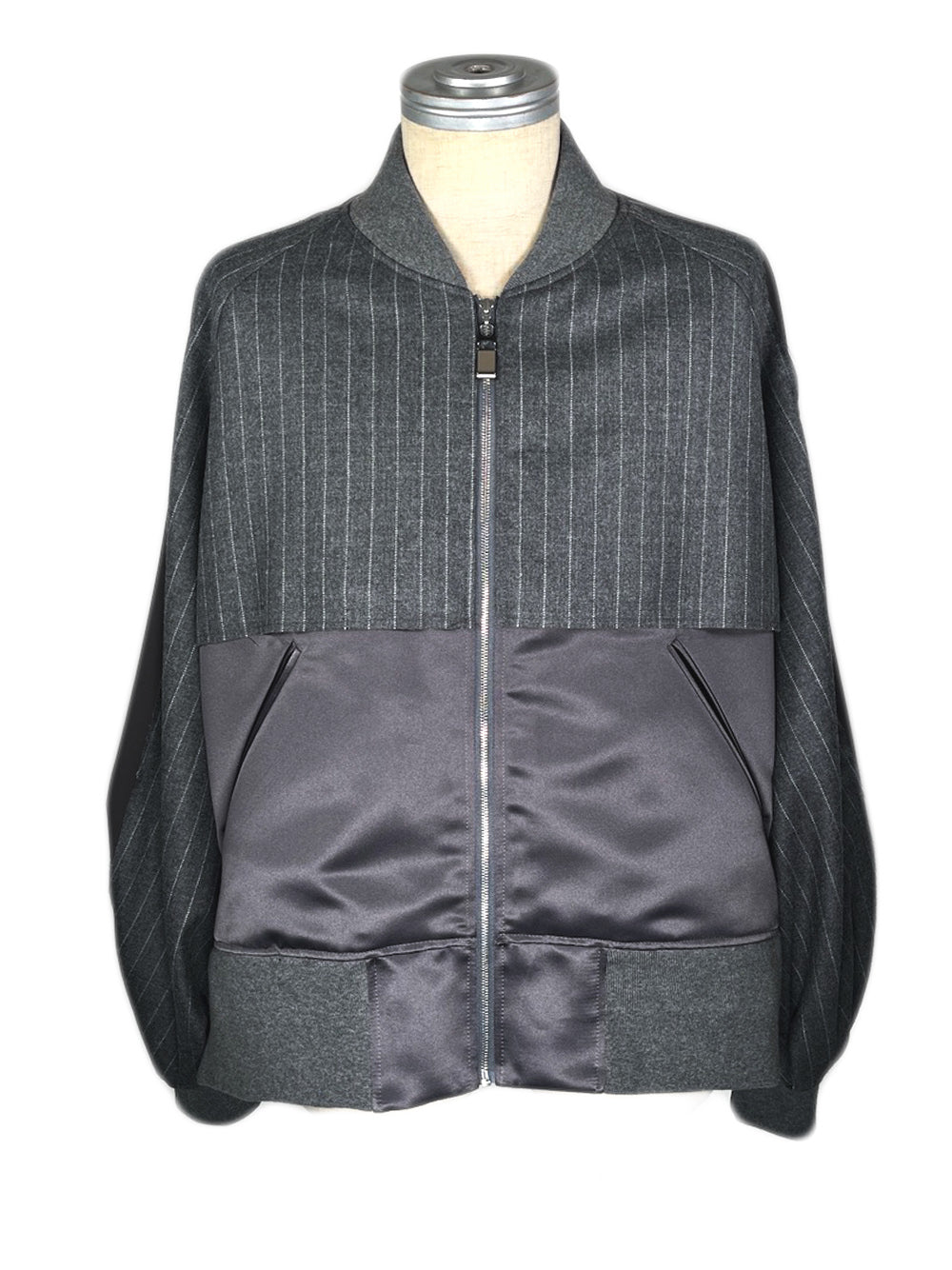 LB23AW-BL01-GST | 条纹羊毛哔叽纪念夹克 | 灰色条纹