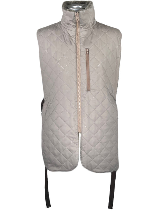 LB23AW-RVVE01-PSK | Pinsonic reversible padding shawl vest | WOOD 