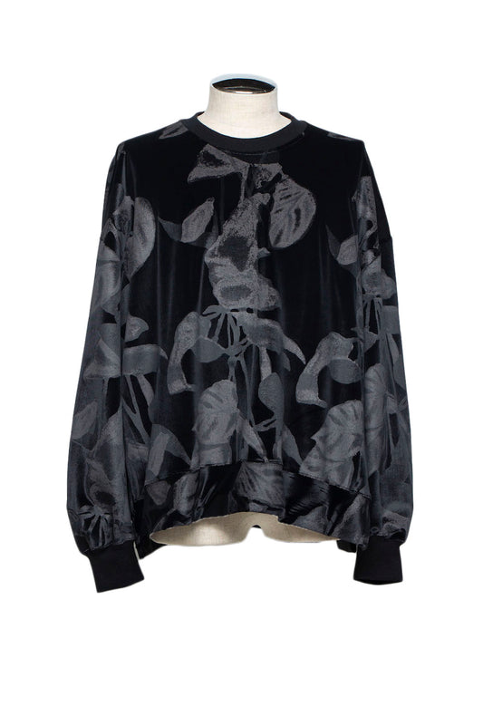 LB25AW-PO08-PVL | 3D Printed Velour Jersey Pullover | BLACK