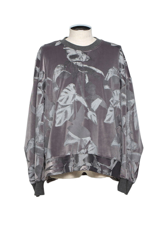 LB25AW-PO08-PVL | 3D Printed Velour Jersey Pullover | Charcoal