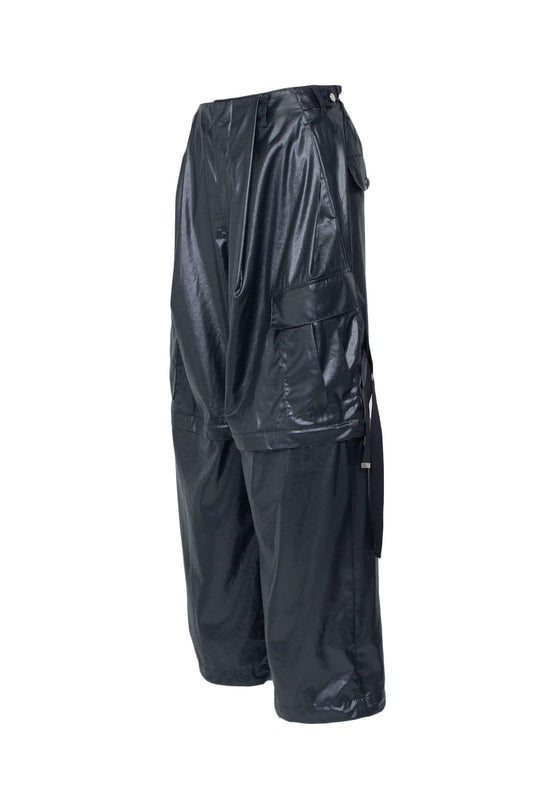 LB25AW-PT05-FFL | FAKE-FAKE LEATHER Ⅱ デタッチャブルカーゴパンツ | BLACK