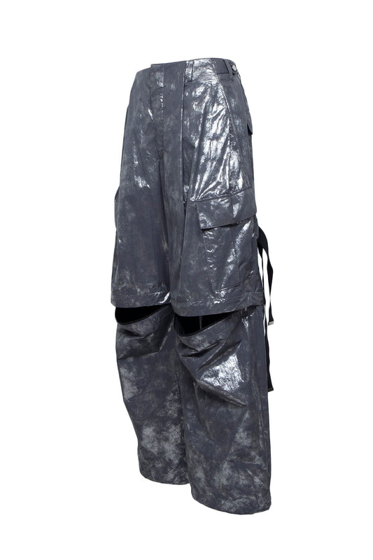 <LAST 1点> 
LB25AW-PT05-HKW | ウォッシュドホイルコーティングデタッチャブルカーゴパンツ | STEEL GRAY