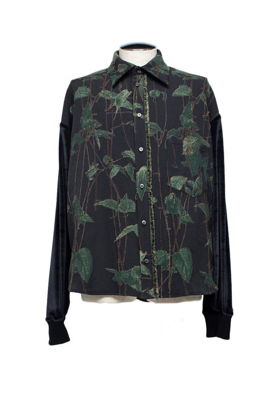 LB25AW-SH08-JQD | Velour Jersey Sleeve Easy Shirt (Jacquard) | Ivy x Black