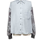 LB25AW-SH08-SPV-PVL | Velour Jersey Sleeve Easy Shirt | SKY GRAY x CHARCOAL