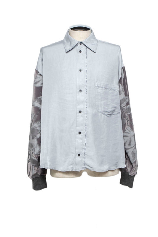 LB25AW-SH08-SPV-PVL | Velour Jersey Sleeve Easy Shirt | SKY GRAY x CHARCOAL