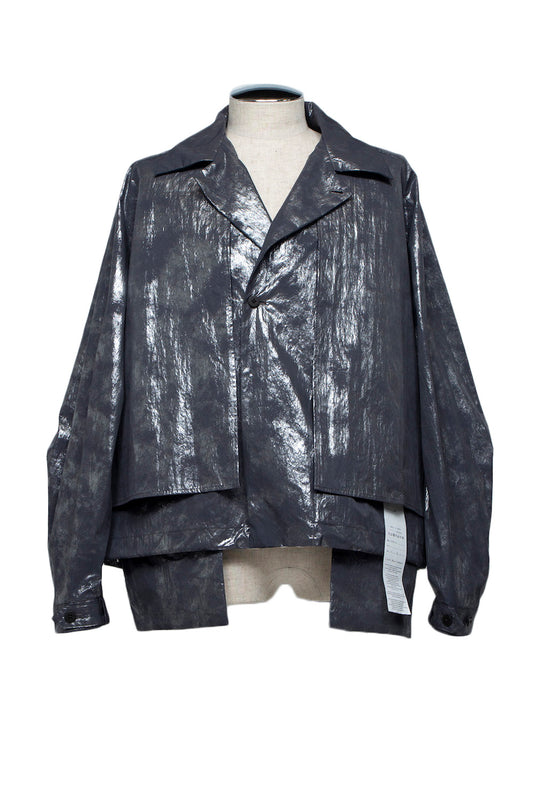 <LAST 1点> LB25AW-SH09-HKW | ウォッシュドホイルコーティングショートトレンチジャケット | STEEL GRAY