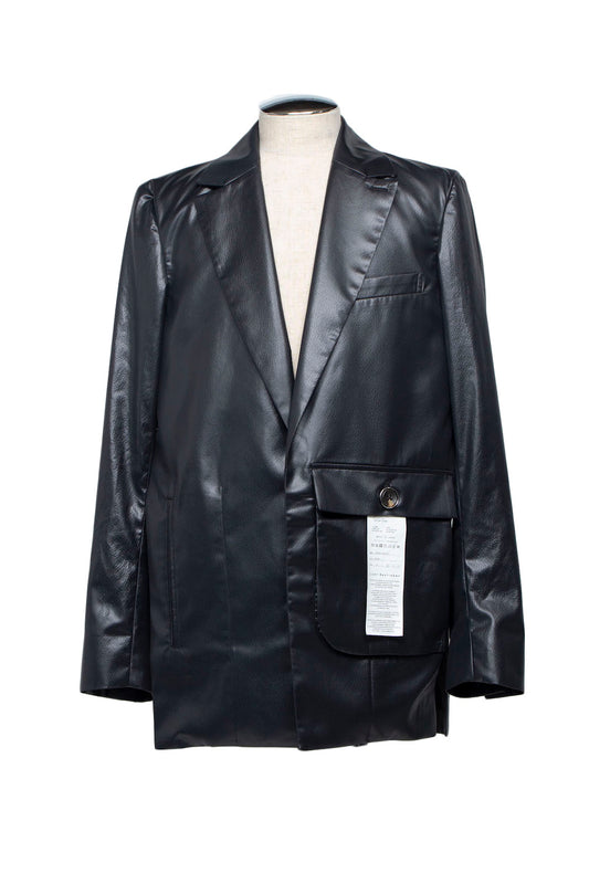 LB25SS-JK06-FFL| FAKE-FAKE LEATHER Ⅱ アシンメトリーディテールテーラードジャケット | BLACK