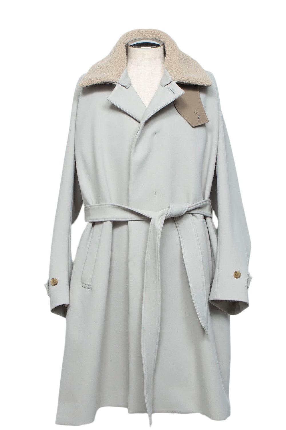 <LAST 1点> LB26AW-CO10-DFB | DOWN FABRICステンカラーコート | LIGHT GRAY