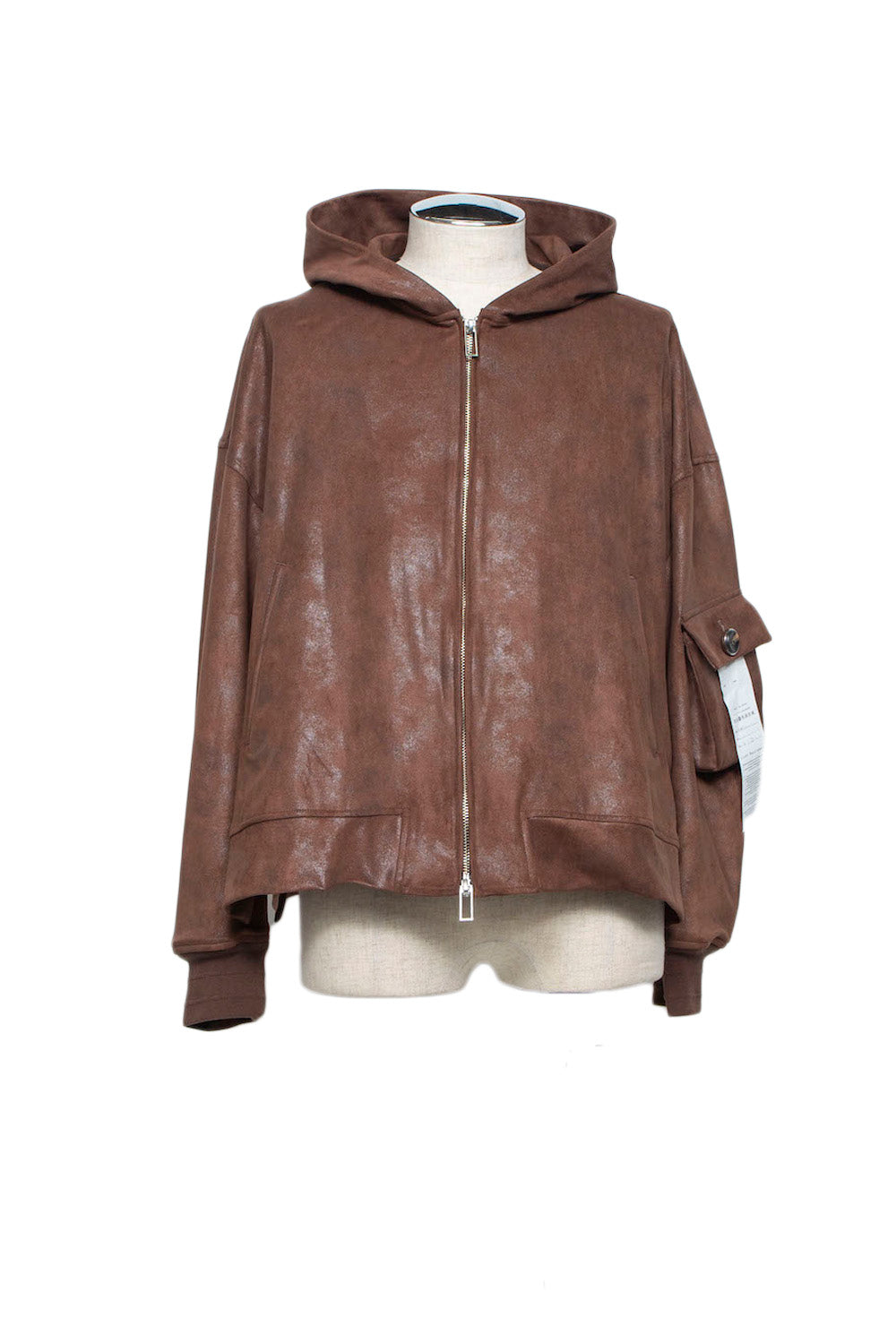 LB26AW-HD09-FFN | FAKE-FAKE-LEATHERダブルジップフーディ | BROWN