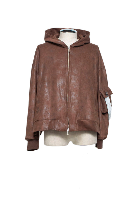 LB26AW-HD09-FFN | FAKE-FAKE-LEATHERダブルジップフーディ | BROWN