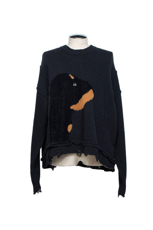 LB26AW-KN11 | ドッグモチーフインターシャセーター | BLACK
