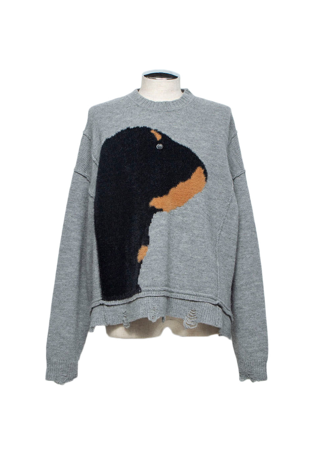 <LAST 1点> LB26AW-KN11 | ドッグモチーフインターシャセーター | LIGHT GRAY