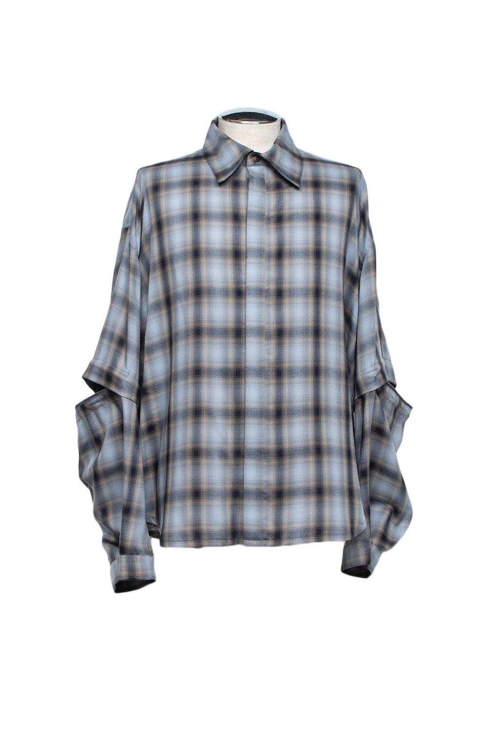 LB26AW-SH11-AMZ |  アムンゼン デタッチャブルスリーブシャツ | BLUE CHECK