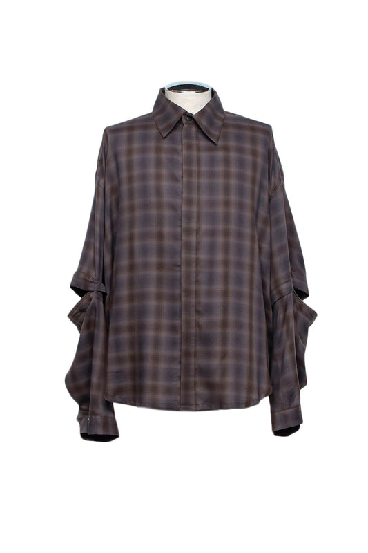 LB26AW-SH11-AMZ |  アムンゼン デタッチャブルスリーブシャツ | BROWN CHECK