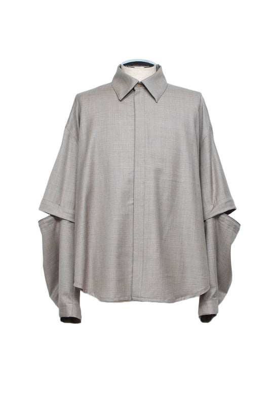 LB26AW-SH11-SCO |  SUPER140Sウール デタッチャブルスリーブシャツ | TOP GRAY