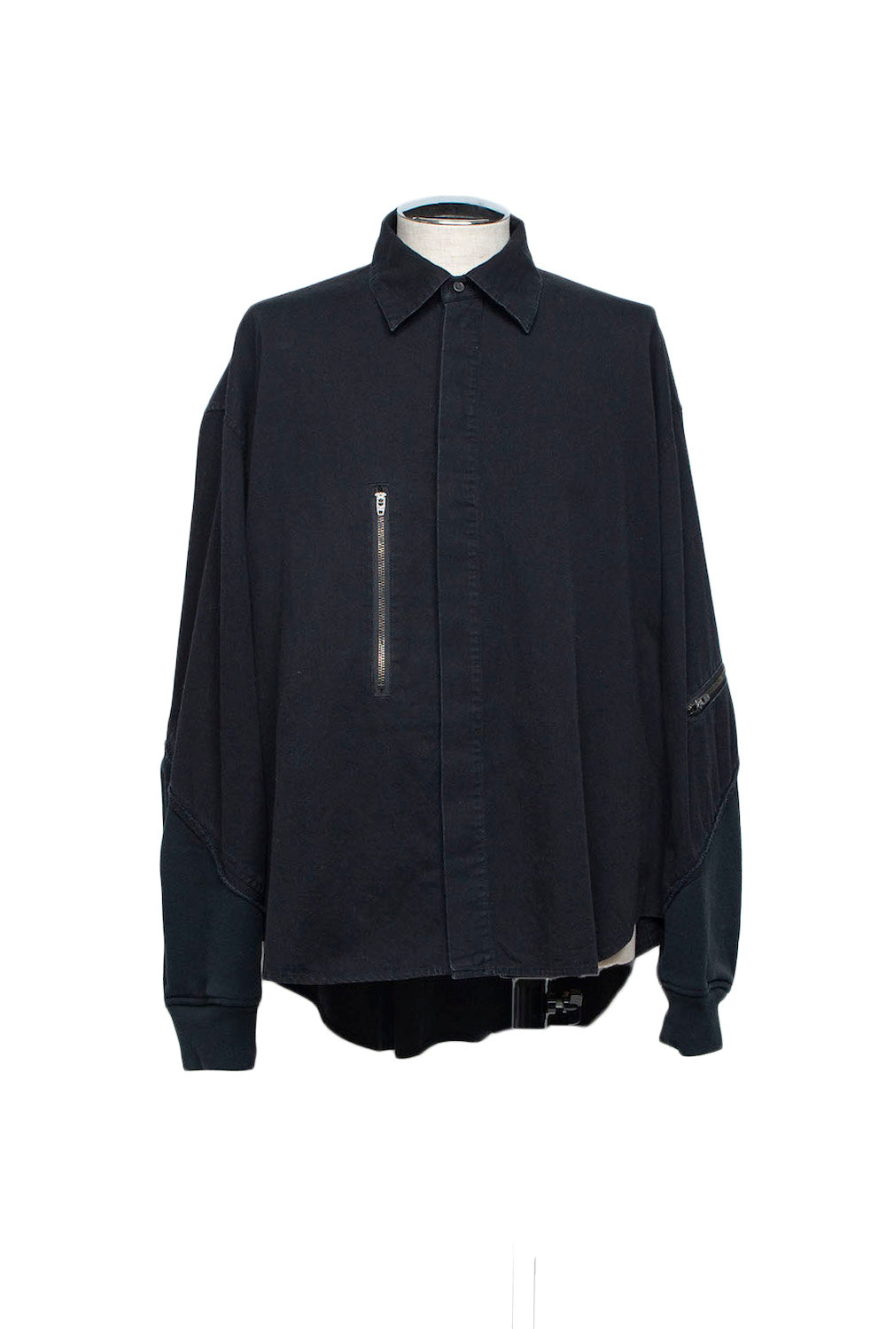 LB26AW-SH12-OWD | Light Ounce Denim Twist Sleeve Shirt | BLACK WASHED