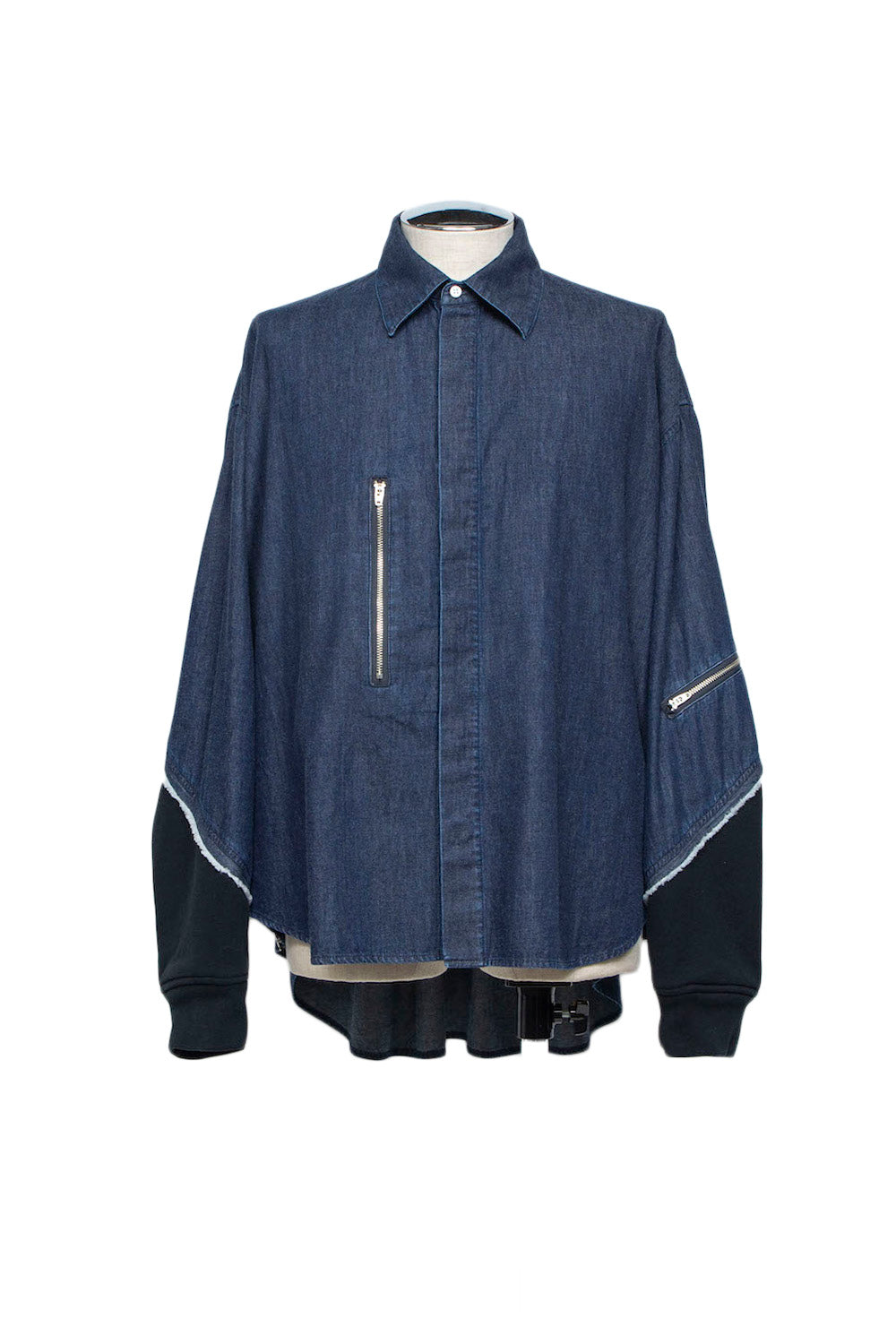 <last item> LB26AW-SH12-OWD | Light Ounce Denim Twist Sleeve Shirt | INDIGO WASHED</last>
