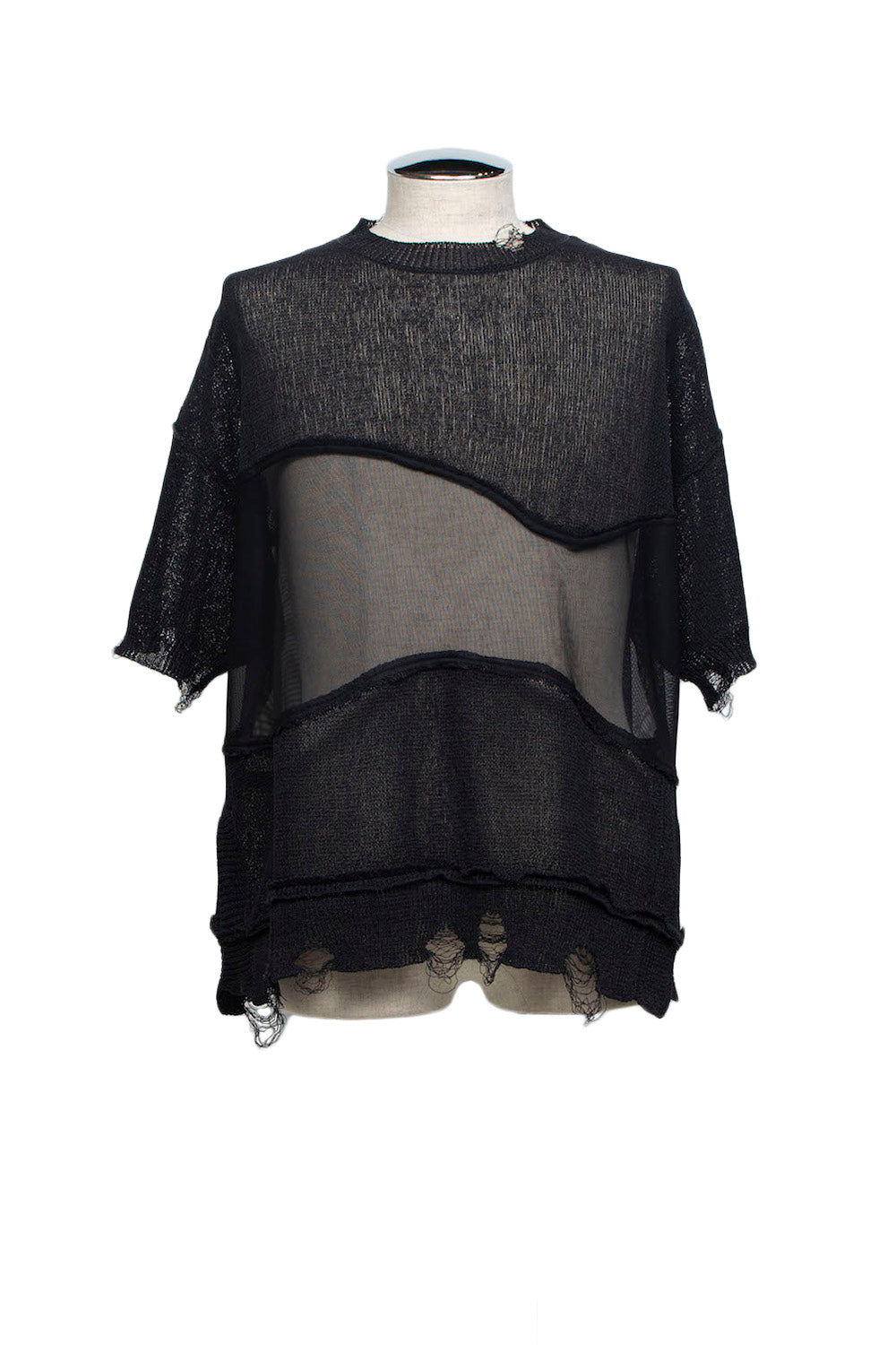 LB26SS-KN10 | アバセルペーパーヤーンリバースクラッシュドセーター | BLACK