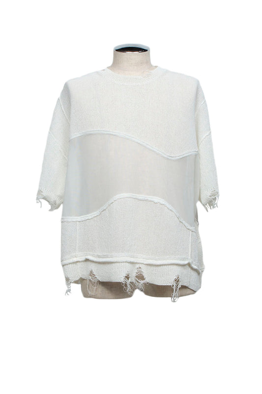 LB26SS-KN10 | アバセルペーパーヤーンリバースクラッシュドセーター | OFF WHITE