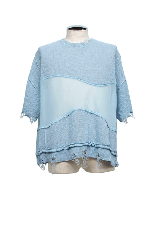 LB26SS-KN10 | アバセルペーパーヤーンリバースクラッシュドセーター | PALE BLUE