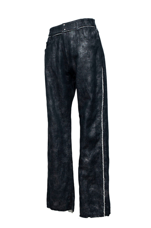 <LAST 1点> LB26SS-PT02-HPD | ホイルプリントローライズ5Pセミフレアパンツ | BLACK×FOIL