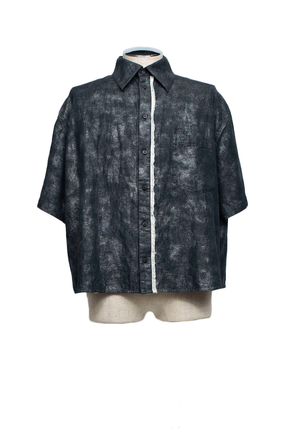 <LAST 1点> LB26SS-SH08-HPD | ホイルプリントショートスリーブコンパクトシャツ | BLACK×FOIL