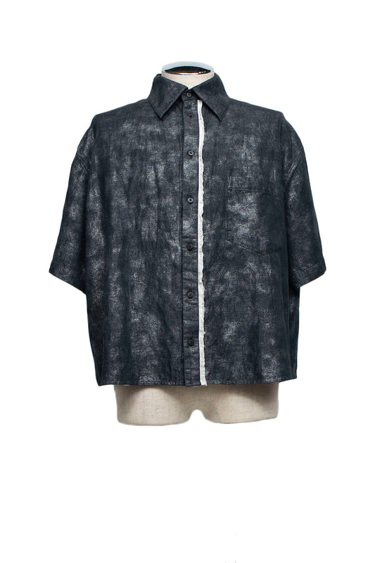 <LAST 1点> LB26SS-SH08-HPD | ホイルプリントショートスリーブコンパクトシャツ | BLACK×FOIL