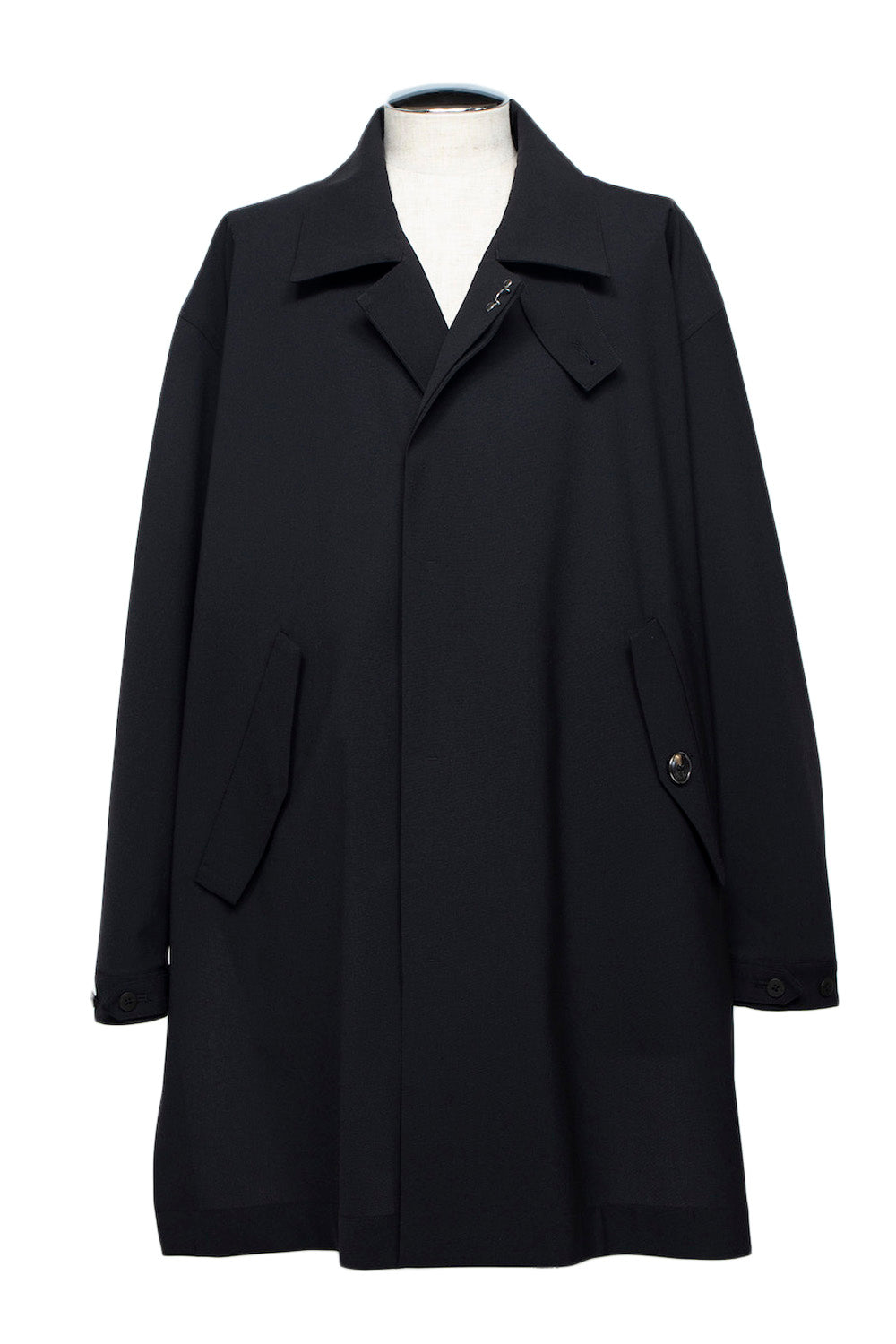 LB26SS-SHCO01-BDS | オリジナルスリーレイヤーセミロングステンカラーコート| BLACK