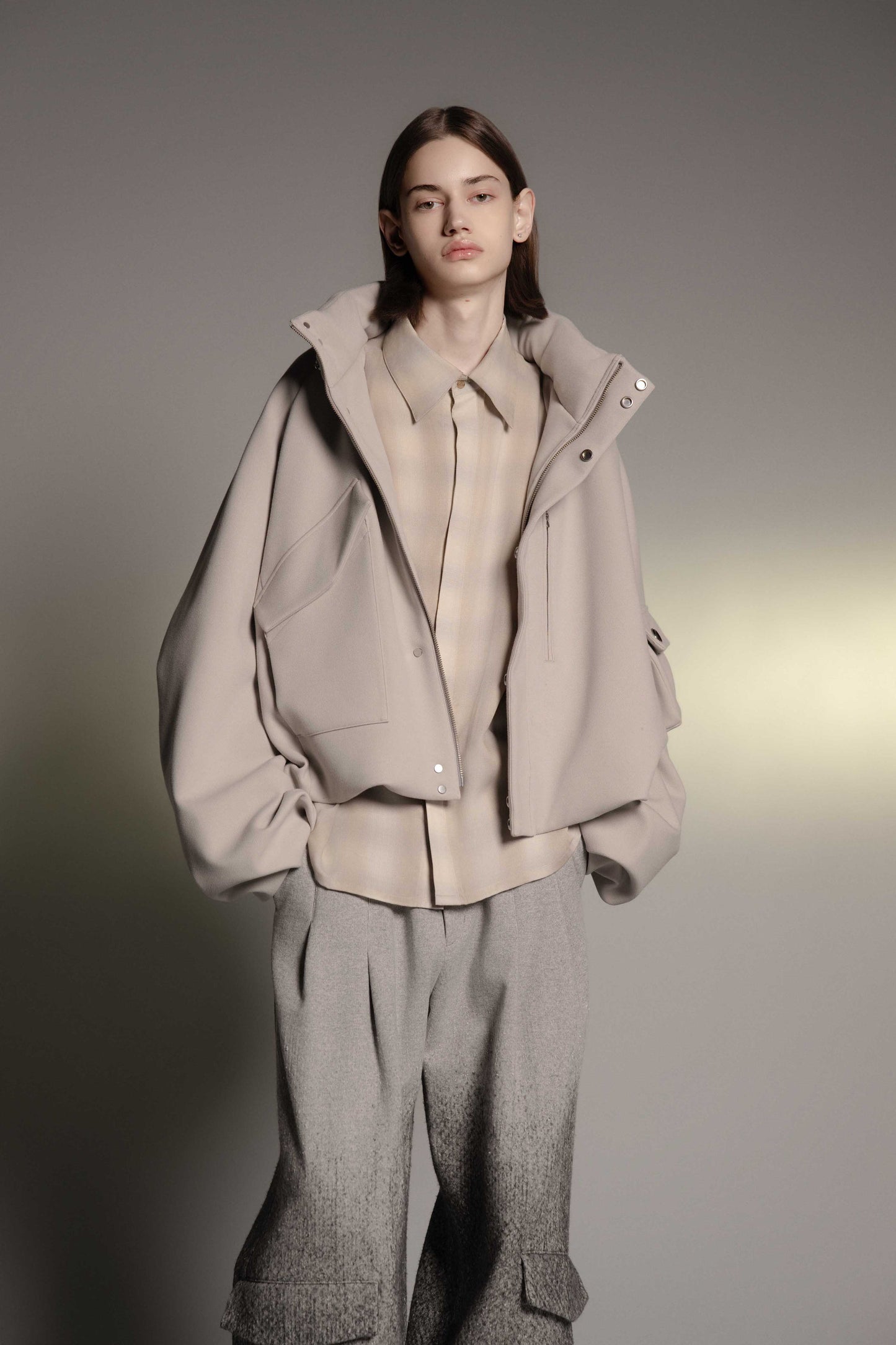 LB26AW-SH11-AMZ |  アムンゼン デタッチャブルスリーブシャツ | BEIGE CHECK