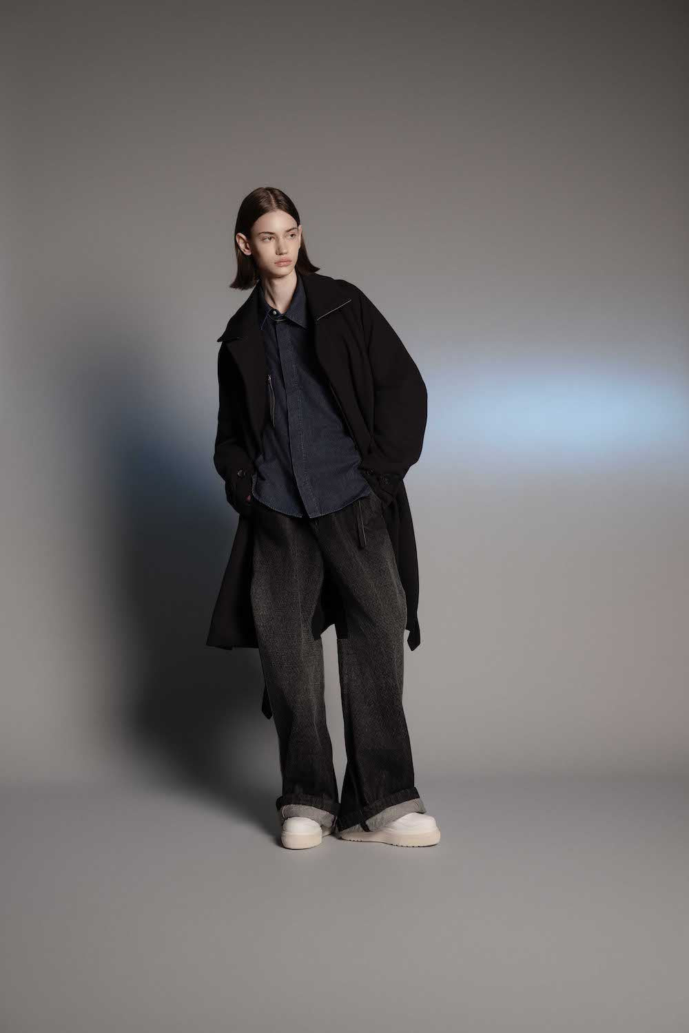 LB26AW-CO10-DFB | DOWN FABRICステンカラーコート | BLACK