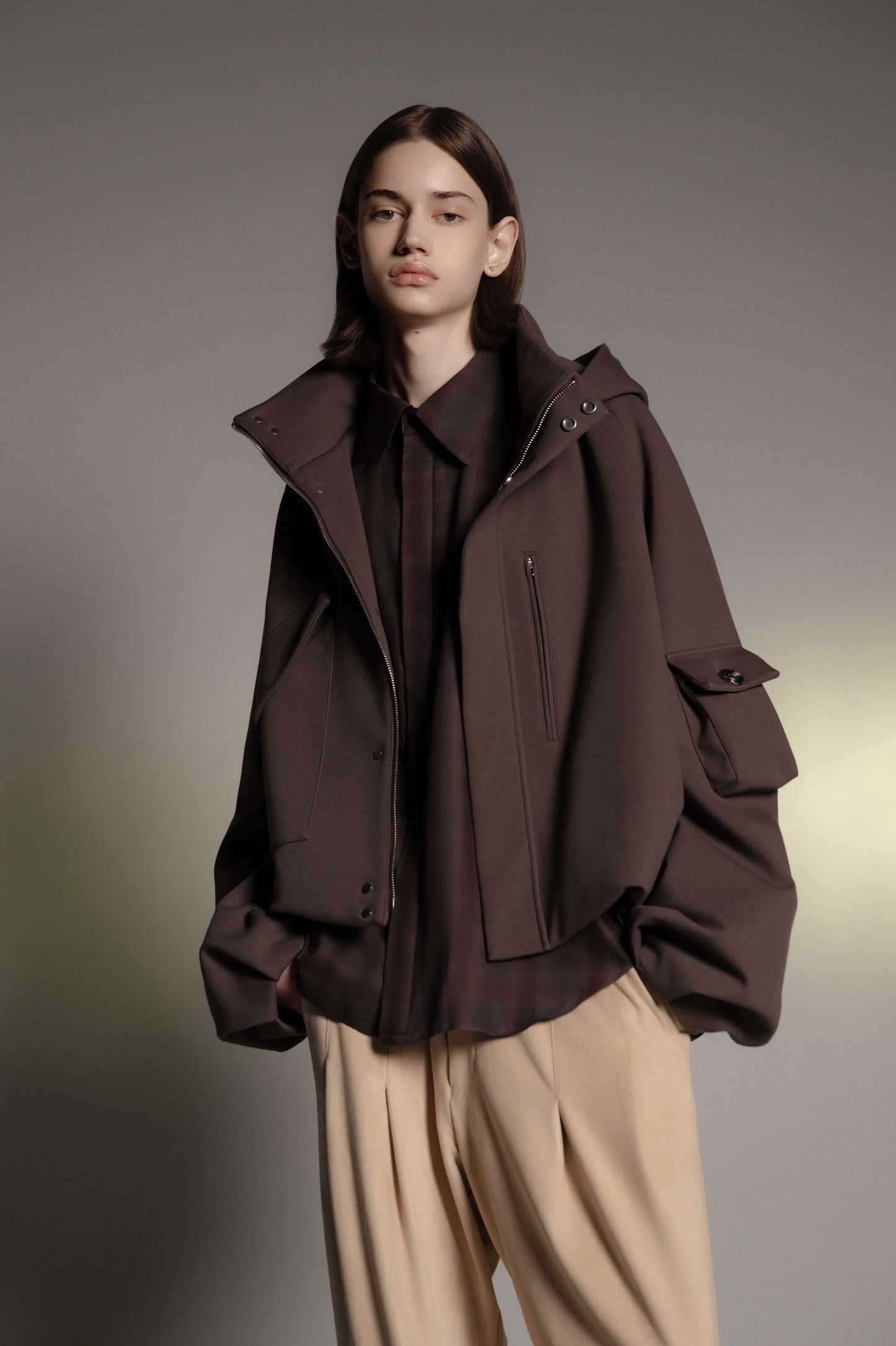 LB26AW-SH11-AMZ |  アムンゼン デタッチャブルスリーブシャツ | BROWN CHECK