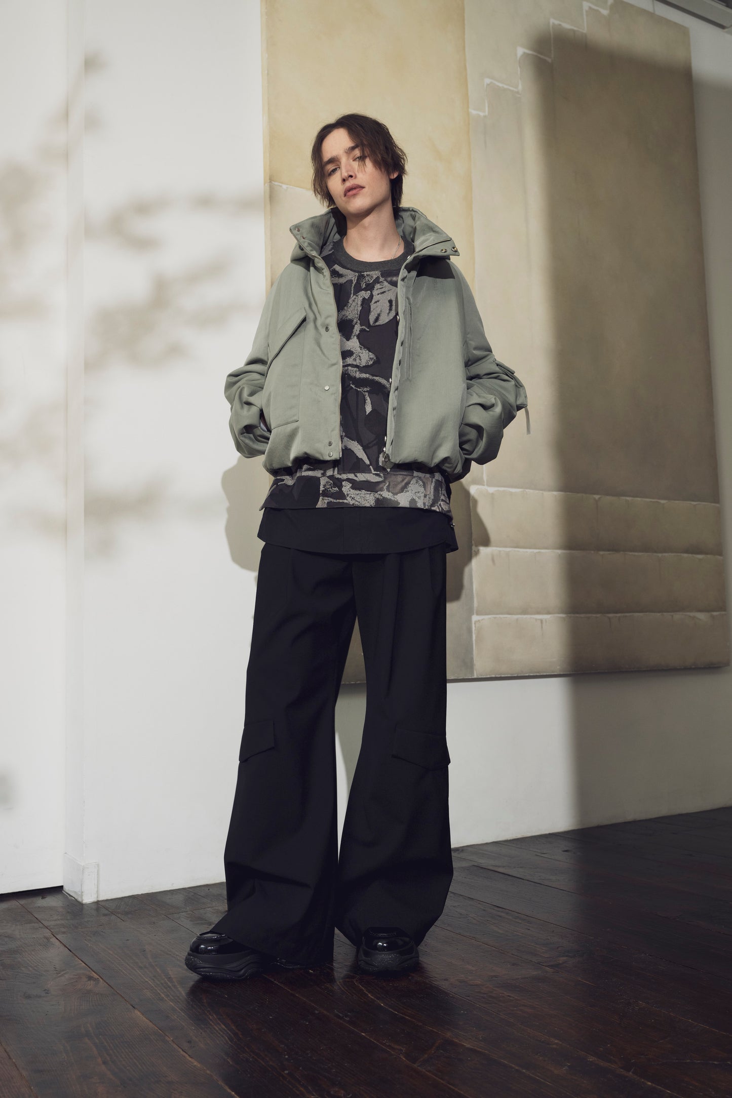 LB25AW-PO08-PVL | 3D Printed Velour Jersey Pullover | Charcoal