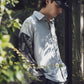 LB25AW-SH08-SPV-PVL | Velour Jersey Sleeve Easy Shirt | SKY GRAY x CHARCOAL