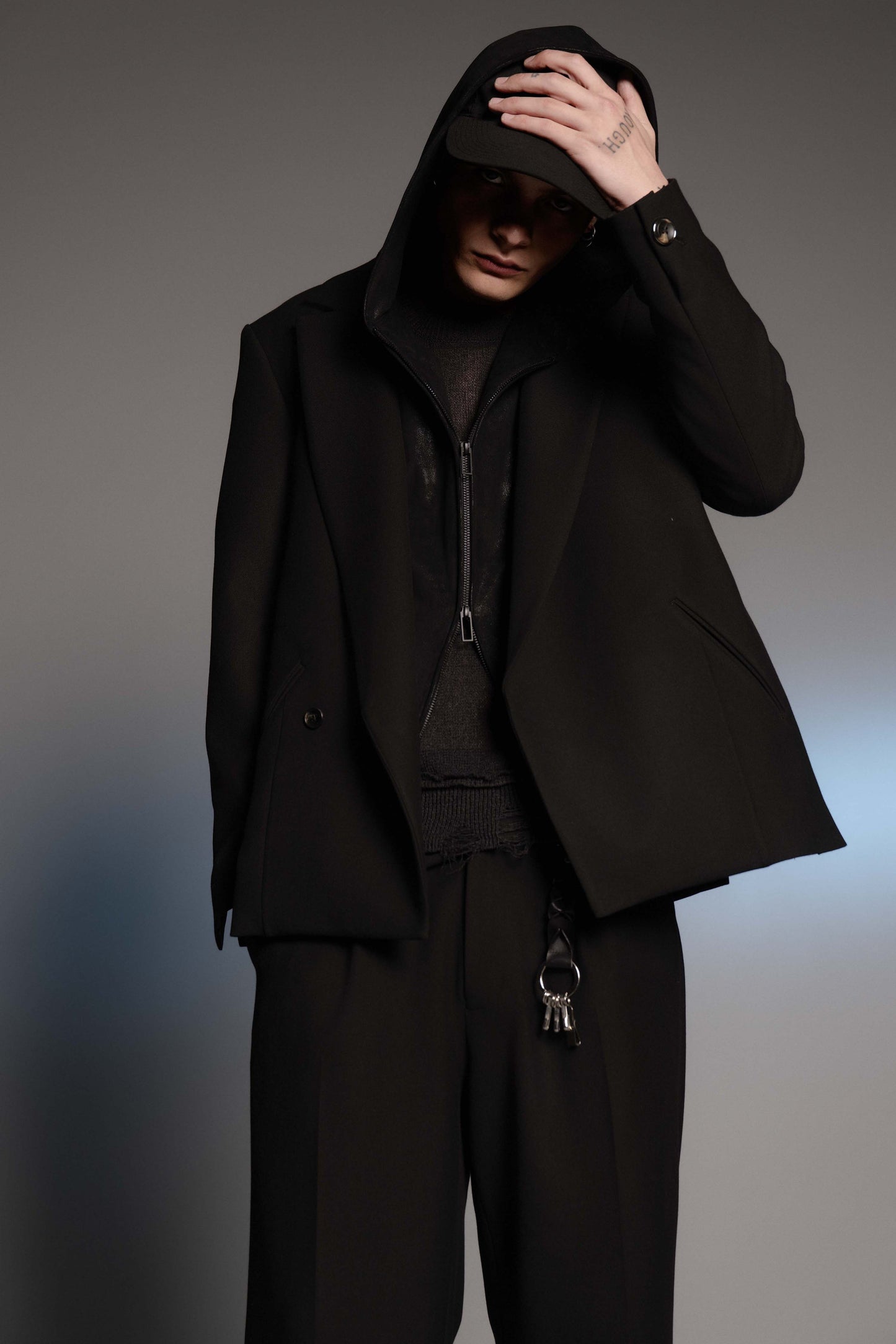 LB24AW-JK06-ADK | Side vent tailored jacket | BLACK