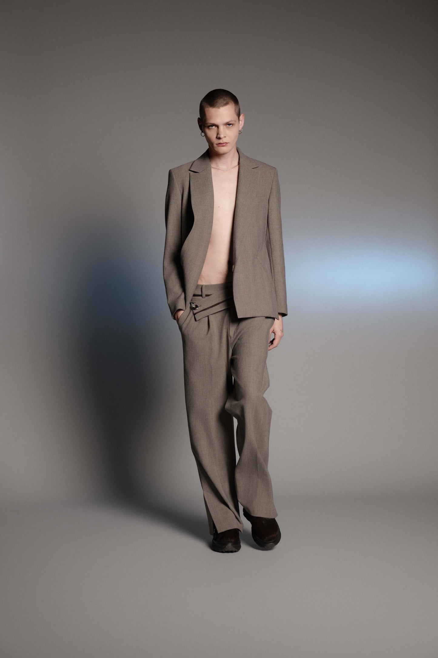 <LAST 1点> LB26AW-PT11-LTD | ダブルクロスリュクスツイード ツイステッドウエストトラウザー | HERRINGBONE GR