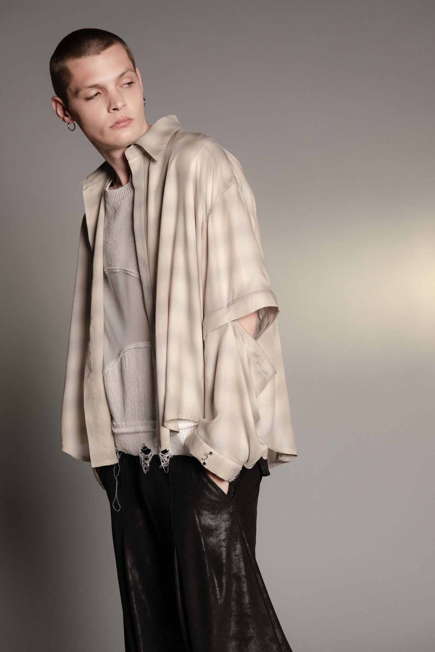 LB26AW-SH11-AMZ |  アムンゼン デタッチャブルスリーブシャツ | BEIGE CHECK
