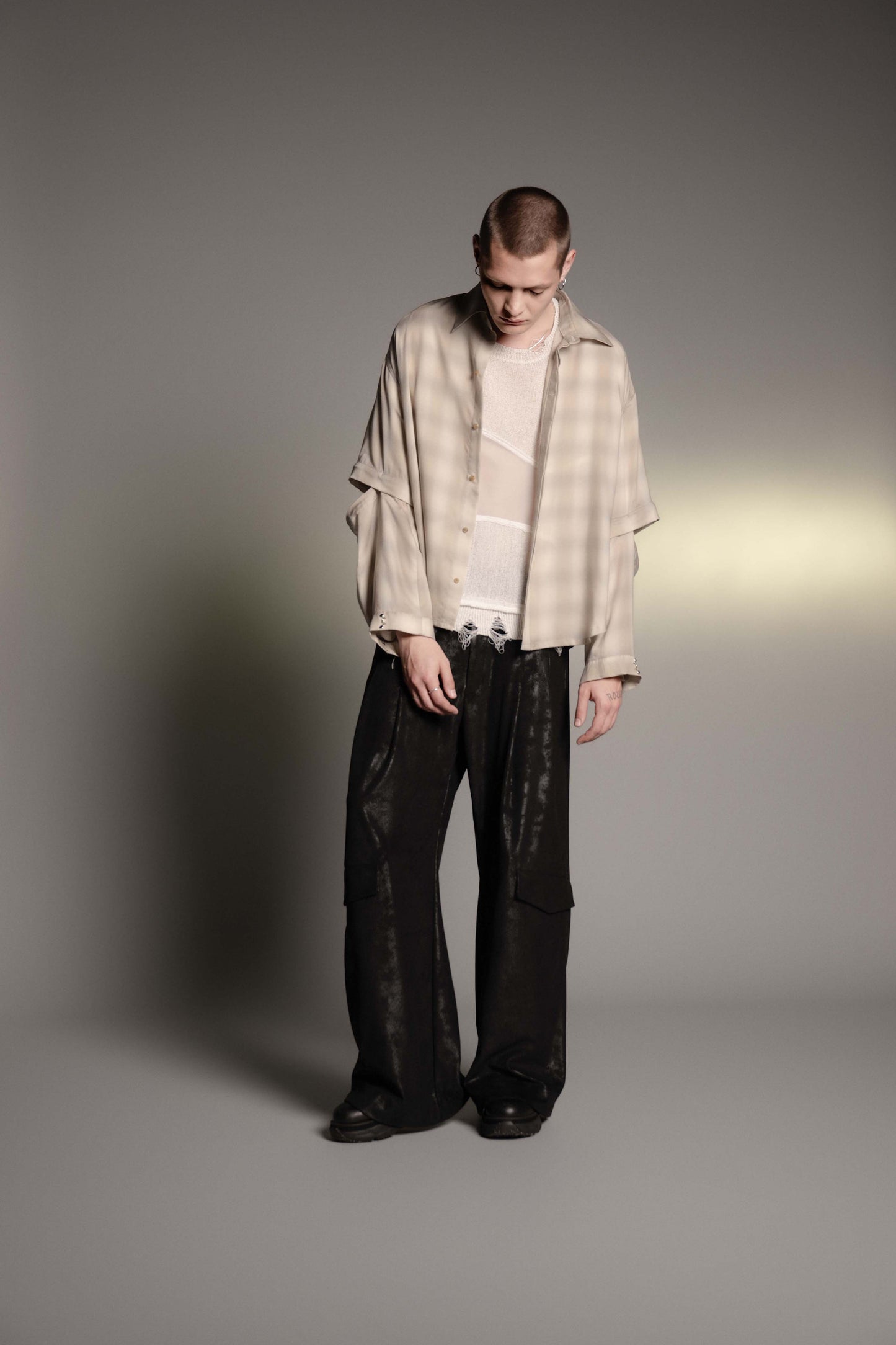 LB26AW-SH11-AMZ |  アムンゼン デタッチャブルスリーブシャツ | BEIGE CHECK