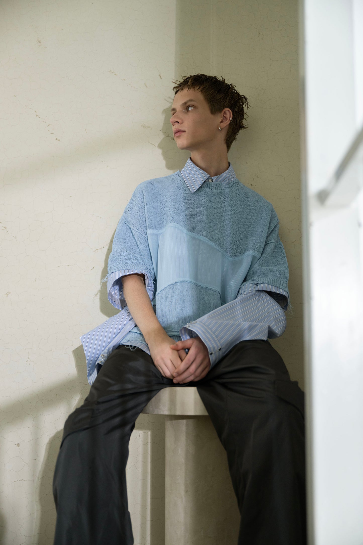 LB26SS-SH11-FTS | プライムフレックス デタッチャブルスリーブシャツ | SAX STRIPE