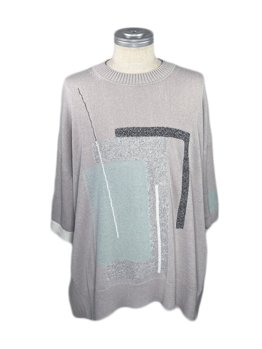 LB23SS-KNTE02 | Intarsia Half Sleeve Summer Knit | GRAY